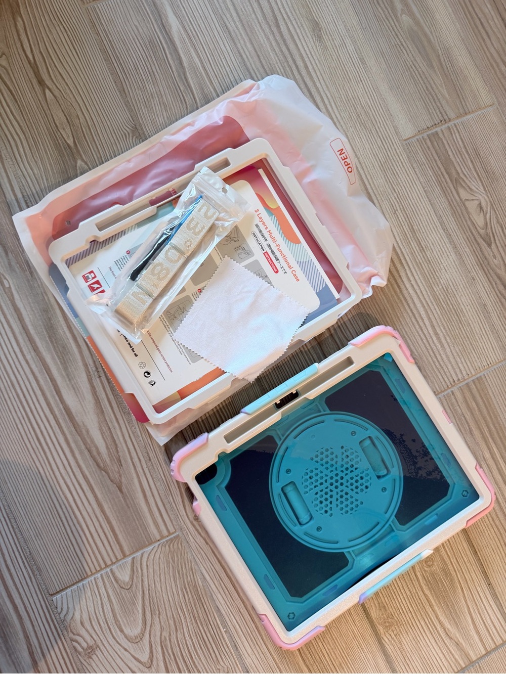 Protective Tablet Case in Pink and Teal - Durable Kids Cover